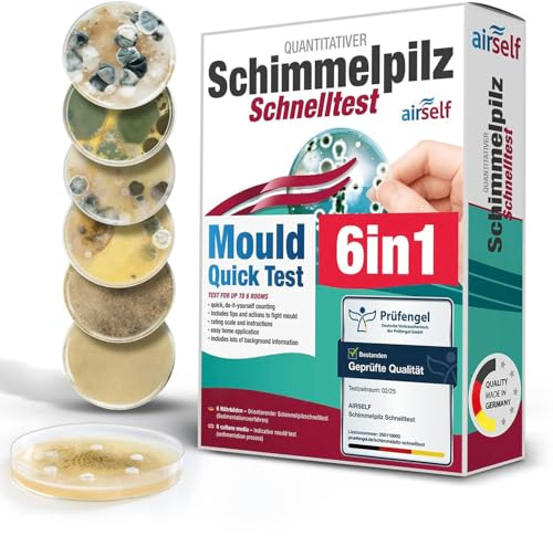 Schimmeltest für zuhause - Schimmelpilz Test für bis zu 6 Räume - Überprüfung der Raumluft bei Schimmel in der Wohnung - Schimmelpilz Schnelltest