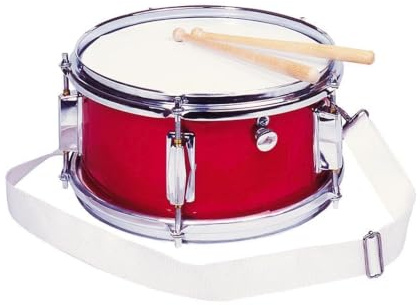 goki 14013 Spielmannszugtrommel Rot mit Snare, Ø 28 cm – verstellbare Tonlage, Umhängegurt & Drumsticks