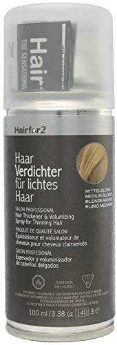 Hairfor2 Haarverdichtungsspray gegen lichtes Haar | Haarpuder | Streuhaar | Haarauffüller | Haarausfall | Haarverdichter (100ml) (mittelblond)