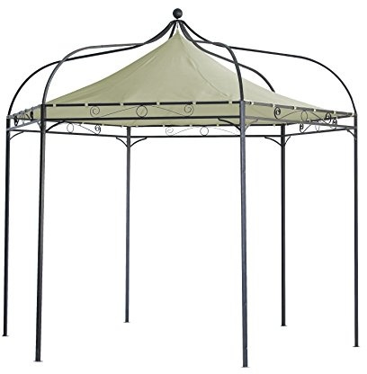 DEGAMO Gartenpavillon Modena 6-eckig 320cm, stabiles Stahlgestell schwarz, Dach naturfarben wasserdicht beschichtet
