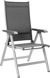 Kettler Basic Plus Advantage Gartenstuhl-Hochlehner verstellbar - einfach zusammenklappbar - praktischer Klappstuhl - Aluminium & robuster Kunststoff - wetterfeste Gartenmöbel – silber/anthrazit