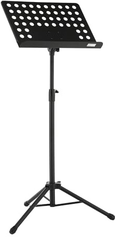 GEWA Orchesternotenpult - Metall - zusammenlegbar - Platte gelocht und abnehmbar - ABS und Prismenverbindung - Höhe 67-120 cm - Gewicht 3,8 kg - schwarz