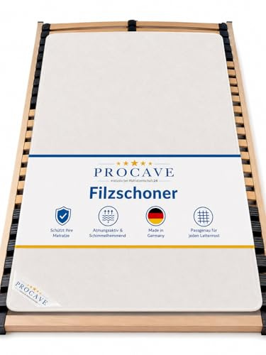 PROCAVE | Hochwertiger Filzschoner für Lattenrost | Schützende Matratzenunterlage 90x200 cm | atmungsaktiver Matratzenschoner aus Nadelfilz | Made in Germany