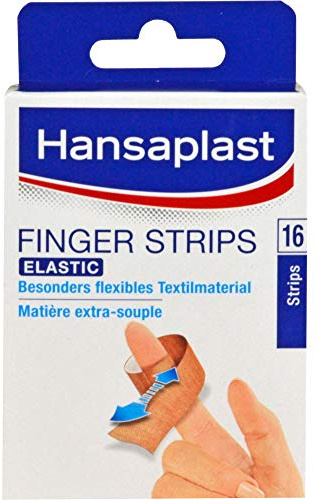 Hansaplast Elastic Fingerstrips Pflaster, Wundpflaster speziell für Wunden an den Fingern geeignet, flexible und atmungsaktive Heftpflaster, 1 x 16 Strips