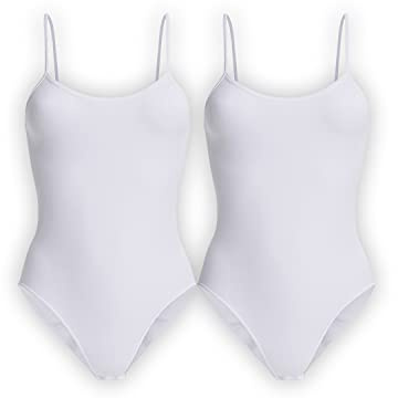 UnsichtBra 2er Set Body Damen Weiß | Spaghettiträger Damenbodys | Wohlfühl Unterwäsche Weiss Schwarz Beige