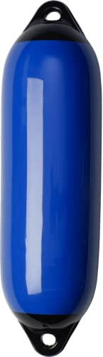 Seilflechter - Aufblasbarer Fender 120 x 450 mm in Blau, Langfender mit 2 Augen, für Boot & Yacht