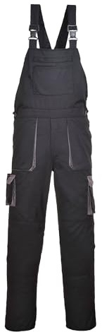 Portwest TX12 Herren Texo Kontrast Latzhose Arbeitslatzhose Schwarz, M