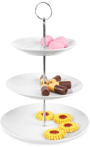 3 Schichten Brett Keramik Weiße Rund Portion Display Kuchen Platte Essen