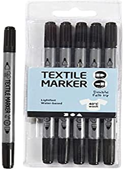 Textilmalstifte, Dicke 2,3+3,6 Strichstärke, schwarz, 6Stck.
