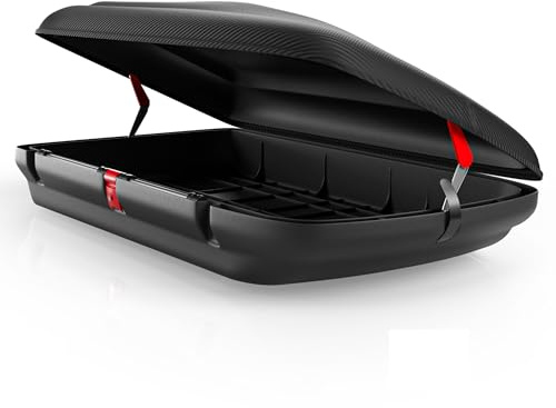 Dachbox Auto VDP-BA320 - Dachkoffer für Auto 320l - Autobox Dach im Carbonlook - Roof Box Autodach mit Zentralverriegelung - Aerodynamische Dachbox