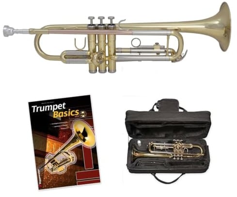 Tuyama® TTR-171 B-Trompete aus Messing - komplett mit Mundstück, Koffer, Zubehör + Trompetenlehrgang Trumpet Basics
