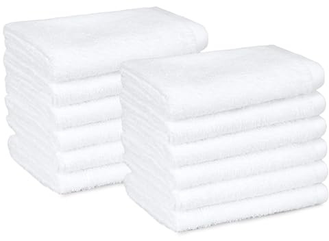Amazon Basics Waschlappen Set, 100% Baumwolle Extra Saugfähig Schnelltrocknend, 30 x 30 cm, Weiß, 12er-Pack