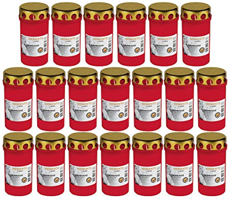 Beste Choice Grablicht Brenner Nr. 3 rot mit Deckel Grabkerzen Friedhofskerzen Grablichtkerze Trauerlicht Gedenkkerze Grabdekoration Grabdeko (20er Pack)