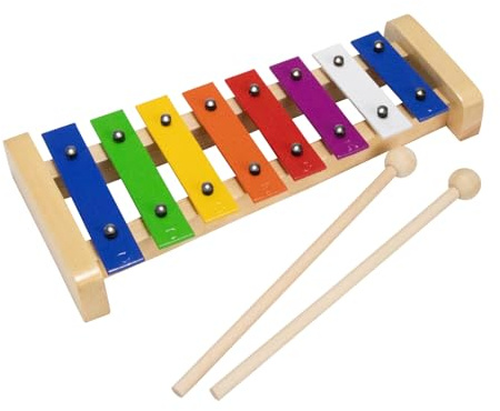 GICO Xylophon aus Holz mit 8 Tönen (C-DUR) für Kinder mit 2 Schlägeln und deutsch, englischem Liederbuch - 3811
