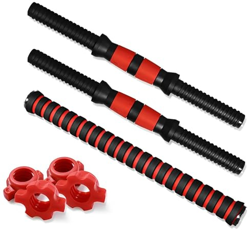 Universal Hanteln Hantel Stangen,Tianher 2 Stück Kurzhantelstange Hantelstangen 35cm und 2 Stück Sternverschlüsse mit 1Verbindungsstahlrohr Krafttraining Trainieren Hantel Zubehr(set 2)