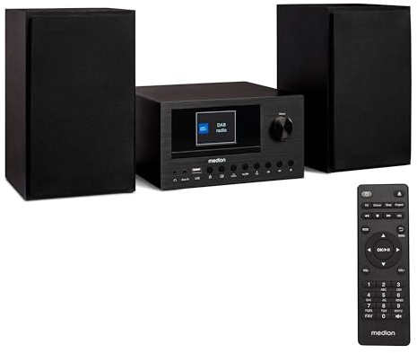 MEDION P85003 Micro Audio System Kompaktanlage (Internetradio, DAB+, PLL UKW Radio, Bluetooth, USB Anschluss, AUX, 2x150 W)
