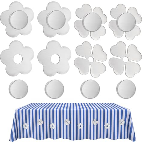 Solaverano 8 Stück Tischdeckenbeschwerer für Draußen Magnete für Tischdecken Extra Schwer Tischdecken Beschwerer für Draußen Garten Party Camping Hochzeit Picknick (Blumen- und Kleemuster)