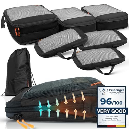 Compression Packing Cubes Set für mehr Platz im Koffer & Backpack - Packwürfel Packing Cubes Compression als Rucksack Organizer - Travel Packtaschen Reise - Camping Zubehör & Wander Ausrüstung