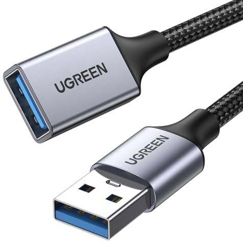 UGREEN USB Verlängerung 3.0 5Gbps USB Verlängerungskabel A auf A USB Extension Cable mit Nylonkabel und Aluminiumgehäuse für USB-Stick Maus Kopfhörer USB Hub Drucker Webcam PS4/5 usw. (0.5m)
