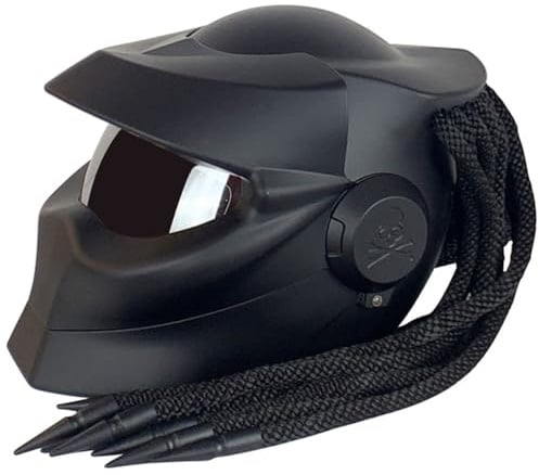 Motorrad-Integralhelm Integrierter Helm Zöpfe Und Warnlichter ECE-Zugelassen Individuell Anpassbarer Motorradhelm Für Erwachsene Straßen-Offroad Männer Frauen