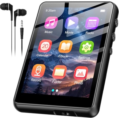 SWOFY 128GB SWOFY MP3 Player Bluetooth 5.3, 300 mAh Batterie，2.4 Zoll Touchscreen Mini Musik Player, Unterstützt bis zu 128GB TF Karte (Schwarz)