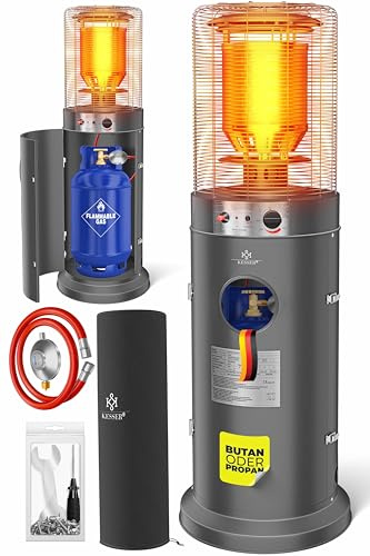 KESSER® Heizstrahler Gas KE12 Heizpilz für Terrasse Terrassenheizer Terrassenheizstrahler, Freiluftheizung 10 kW Gasheizstrahler gasheizer, Wärmestrahler, Heizgerät - inkl. Schutzhülle, Anthrazit