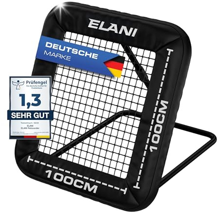 ELANI - Rebounder für Fußball 1x1m mit Schutzrand & 6 Heringen für sicheren Stand - Fussball Rebounder mit stabilem Rahmen - Tornetz - auch für Handball & Volleyball - Fußball Trainingszubehör