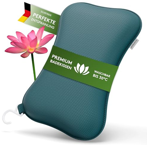 SilverRack Premium Badewannenkissen Petrol mit Saugnäpfen Bath Pillow | Badekissen für Badewanne, Kissen Badewanne, Nackenkissen, Nacken- & Whirlpool Kopfstütze, Badewannen Zubehör, Spa