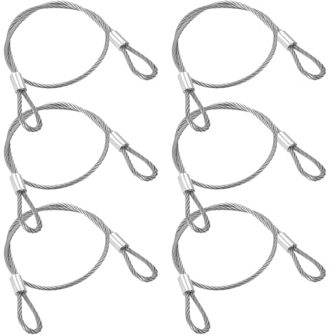 Prasacco 6 Stück Stahlseil mit Ösen, Silberner Edelstahl Sicherheitskabel 30 cm x 2 mm Drahtseil für Fahrradschlösser, Türschlösser, Gepäckschloss