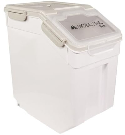 Mobiclinic® pets, Futterbehälter, Für haustiere, Feedpet, Fassungsvermögen 20L / 8Kg, Hermetischer verschluss, 23x25, 5x36, 5cm, Inkl. schaufel und messbecher, Mit rädern, Klarsichtfenster