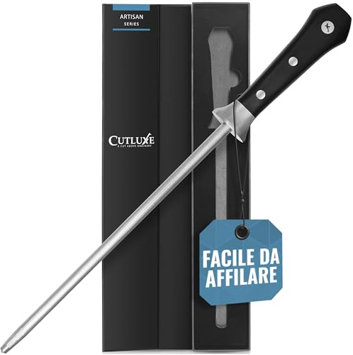 Cutluxe Profi Wetzstahl für Messer 25cm – Wetzstab Messerschärfer Messerschleifer Schleifstab – Ergonomisches Griffdesign – Artisan-Serie