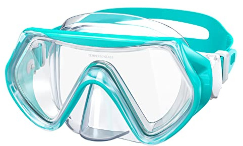 Findway Taucherbrille Kinder,Schwimmbrille Kinder Schnorchelmaske für Jungen Mädchen Jugendliche,Tauchmaske mit Nasenabdeckung 180°Panorama HD Anti Nebel Anti-Leck Taucherbrille für Kinder 4-16 Jahre