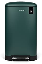 Les Collectors Küchen-Tretabfalleimer Edelstahl N°863, 40 L Fassungsvermögen, Herausnehmbarer Inneneimer, Elegantes Design, Mattes Finish, Geräuschloser Deckelverschluss, Entengrün