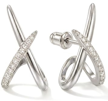 MUMREUES Ohrringe Silber Creolen Weißgold Ohrringe Damen Stecker mit Zirkonia Hypoallergen Wasserfest Minimalistische Schmuck Geschenke
