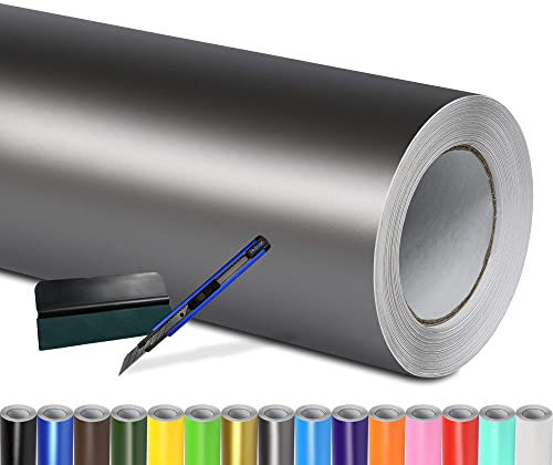 Folindo Autofolie Grau Matt (23€/m²) - 50 x 152 cm – Selbstklebende Auto Lackschutzfolie mit Luftkanal Technik – Blasenfreie Auto Folierung inkl. Rakel & Cutter – Car Wrapping Folie
