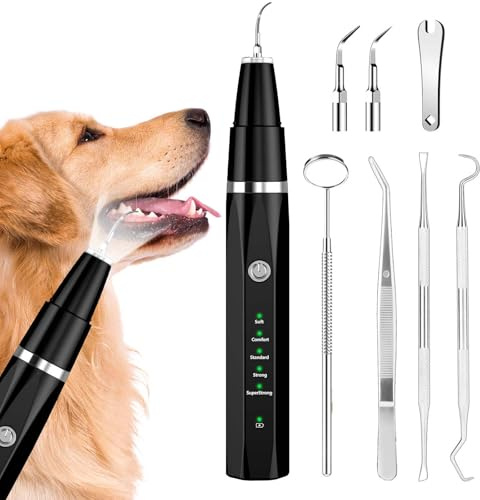 Ni-SHEN Hundezahnreinigungsset, Ultraschall-Zahnreiniger für Haustiere, Zahnpflege für Hunde und Katzen (Schwarz)
