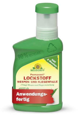 Neudorff Permanent Lockstoff Wespen-& Fliegenfalle – Lockstoff mit 6 Wochen Langzeitwirkung -Effektiv gegen Wespen und Fliegen - Für alle nachfüllbaren Fallen, 250 ml