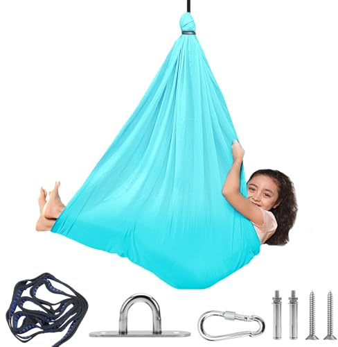 Aerial Yoga Hängematte Set, Aerial Yogatuch Swing 200 Kg Max, mit Kompletter Installationshardware