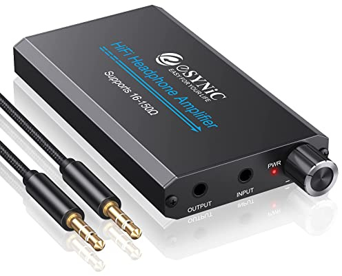 eSynic HiFi Kopfhörer Verstärker – 16-150Ω Mini Kopfhörer Amp Audio Verstärker, 3.5mm AUX Eingang, 1000mAh Akku, tragbar, Aluminium Gehäuse, für MP3, MP4, Smartphone und PC
