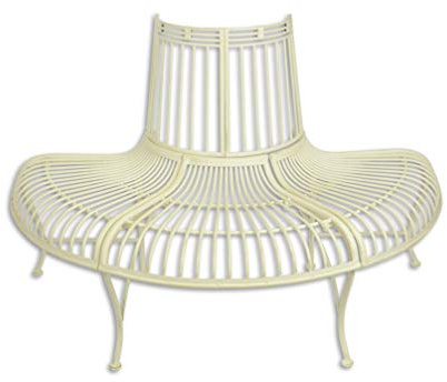 Decoratie Bank Gartenbank Parkbank halbrund alt-weiß Eisen Vintage Look 133,8 cm