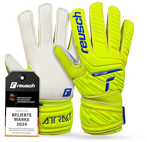 Reusch Torwarthandschuhe Kinder | robuster Grip & stabile Passform | für Training & Spiel, für Kunstrasen, Naturrasen & Hartplatz, für Nachwuchs-Torhüter, Größe 4-8, Attrakt Solid Junior