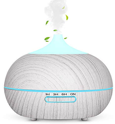 WD&CD Aroma Diffuser Luftbefeuchter 300ml Weiß, Ultraschall Vernebler Duftlampe Öle Diffusor mit 7 Farben LED Wasserlose Abschaltautomatik für Schlafzimmer, Büro, Yoga, Spa