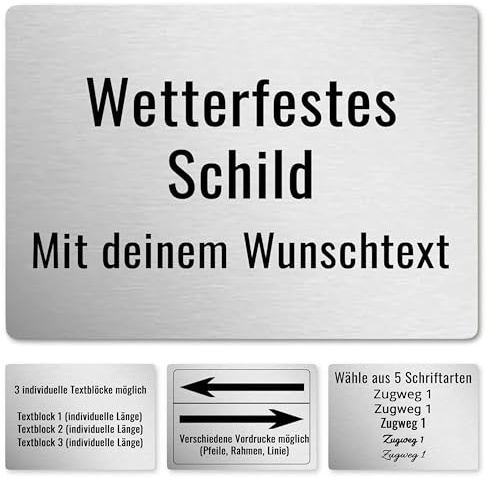 Schild selbst gestalten, individuelles Schild f. draußen als Namen, Hausnummer & Straßennamen, Hausnummernschild, Namensschild, Firmenschild, personalisierbar & wetterfest