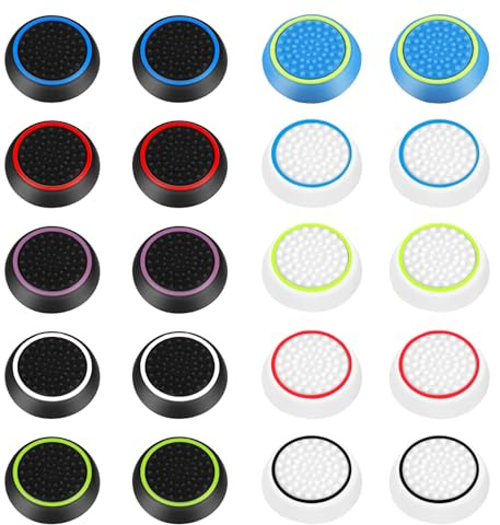 AYESY Joystick Kappen, 20 Stück Silikon Thumbsticks Grips PS5 Controller Sticks Kappen für PS4 PS5 Controller Zubehör Xbox One Series X/S, Joystick-Schutz Aufsätze (Mehrere Farben)