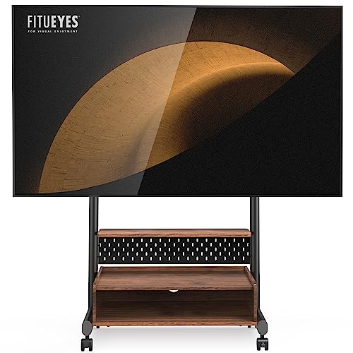 FITUEYES TV Ständer Rollbar Fernsehständer mit Rollen Bodenständer TV Rollwagen für 40-85 Zoll Fernseher höhenverstellbar hoch Max 60KG VESA 600x400 mm