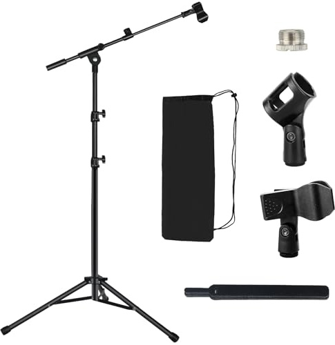 Lemxadd Mikrofonständer Boden Mikrofonstativ für Blue Yeti Samson Q2U Fifine K6 mit Schwenk Arm, Tragetasche, 3/8 auf 5/8 Adapter, 2 Mikrofonklammern und Kabelbinder