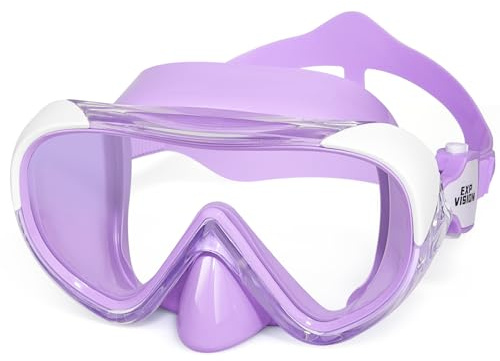 Kinder-Schwimmmaske, 180°-Schnorchel-Tauchmaske, Anti-Beschlag-Kinder-Schwimmbrille mit Nasenabdeckung, auslaufsichere Schwimmbrille, bruchsichere Linse für Jugendliche 4–15 (Amethyst)