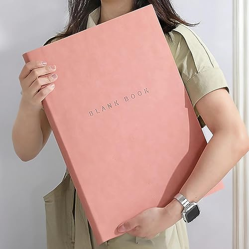 A3 Notizbuch Skizzenbuch, 760 Seiten 380 Blatt, 420×290mm, 80g/㎡, Rosa | Hochwertiges Zeichenpapier, weicher PU-Bezug Skizzenblock für Künstler und Profis für Zeichnungen und Skizzen