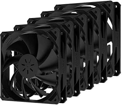 upHere 3-PIN 120mm Gehäuselüfter PC extrem Leise 5 Pack Schwarz,NK12BK3-5