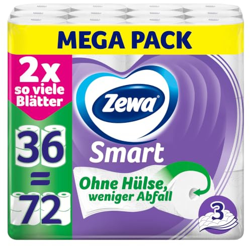 Zewa Smart Toilettenpapier Ohne Hülse, Großpackung Mit 36 Rollen (9 x 4 x 300 Blatt)